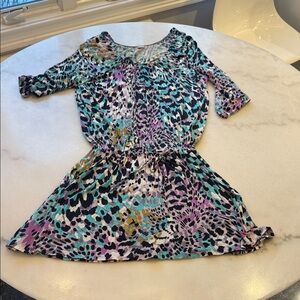 NWOT Three Dots Multicolor ABSTRACT PRINT  Mini Dress